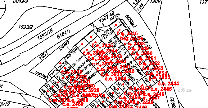 Jihlava 3942 na parcele st. 1367/29 v KÚ Jihlava, Katastrální mapa