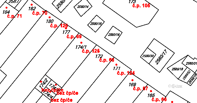 Kuželov 68 na parcele st. 172 v KÚ Kuželov, Katastrální mapa