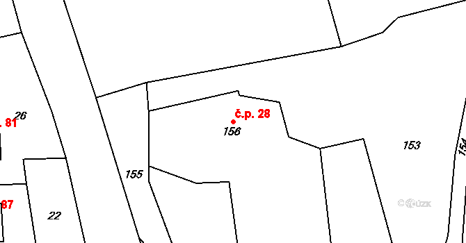 Ondřejov 28, Rýmařov na parcele st. 156 v KÚ Ondřejov u Rýmařova, Katastrální mapa