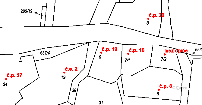 Sušetice 19, Sedlec-Prčice na parcele st. 6 v KÚ Sušetice, Katastrální mapa
