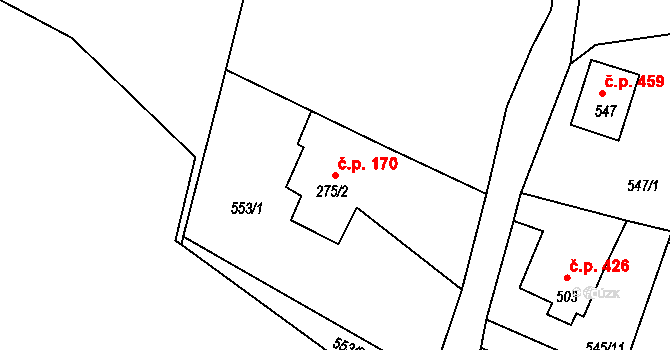 Dolní Podluží 170 na parcele st. 275/2 v KÚ Dolní Podluží, Katastrální mapa