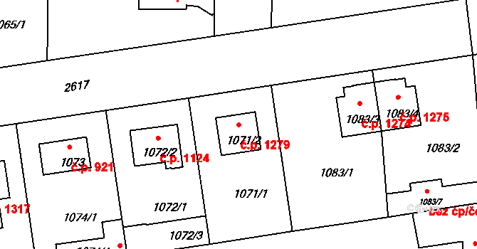 Stará Boleslav 1279, Brandýs nad Labem-Stará Boleslav na parcele st. 1071/2 v KÚ Stará Boleslav, Katastrální mapa