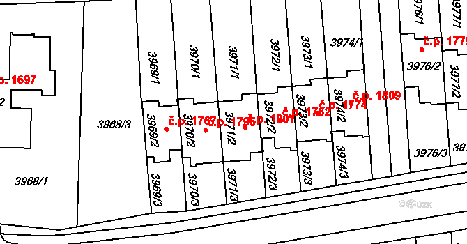 Tachov 1801 na parcele st. 3971/2 v KÚ Tachov, Katastrální mapa