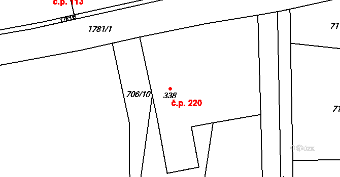 Šumvald 220 na parcele st. 338 v KÚ Šumvald, Katastrální mapa
