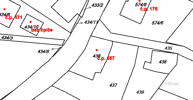 Poříčí 157, Boršov nad Vltavou na parcele st. 436 v KÚ Boršov nad Vltavou, Katastrální mapa