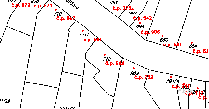Lysá nad Labem 544 na parcele st. 710 v KÚ Lysá nad Labem, Katastrální mapa