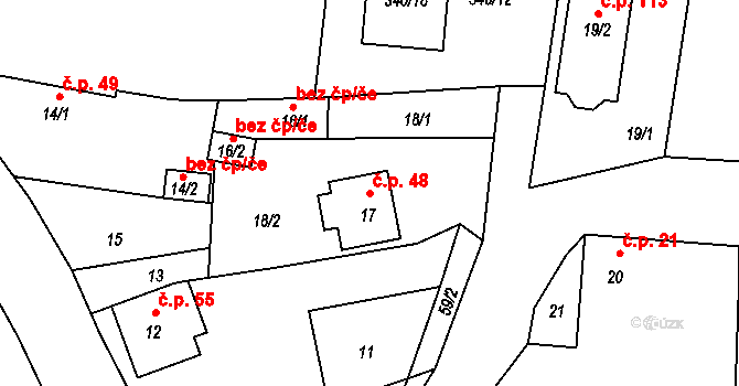 Dasný 48 na parcele st. 17 v KÚ Dasný, Katastrální mapa