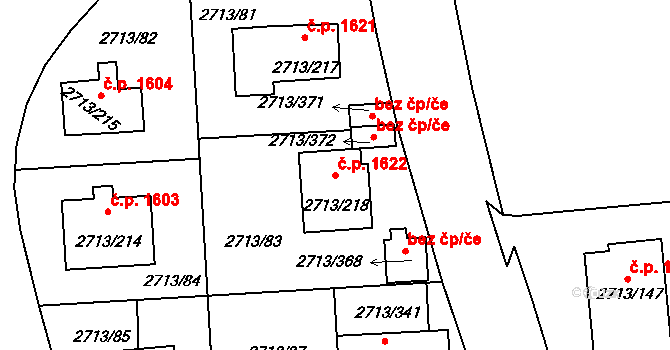 Pelhřimov 1622 na parcele st. 2713/218 v KÚ Pelhřimov, Katastrální mapa