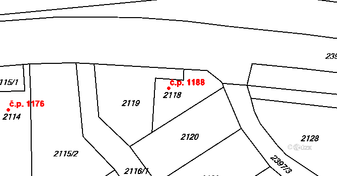 Trnovany 1188, Teplice na parcele st. 2118 v KÚ Teplice-Trnovany, Katastrální mapa