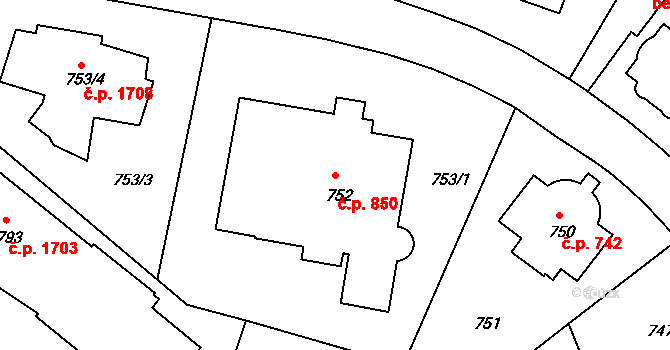 Nusle 850, Praha na parcele st. 752 v KÚ Nusle, Katastrální mapa