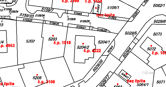 Chomutov 4222 na parcele st. 5204/2 v KÚ Chomutov I, Katastrální mapa