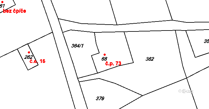Bobr 73, Žacléř na parcele st. 68 v KÚ Bobr, Katastrální mapa