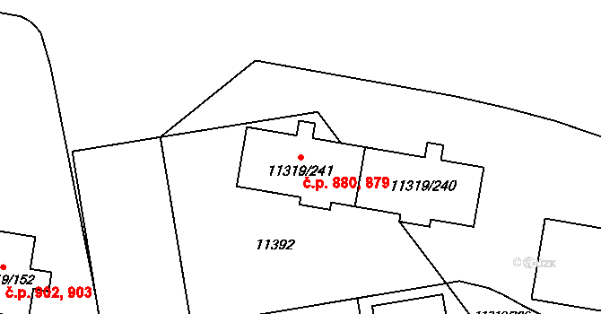 Severní Předměstí 879,880, Plzeň na parcele st. 11319/240 v KÚ Plzeň, Katastrální mapa