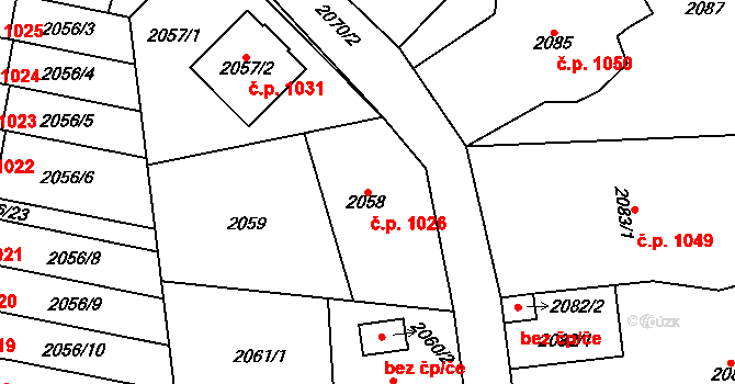 Bludovice 1026, Havířov na parcele st. 2058 v KÚ Bludovice, Katastrální mapa