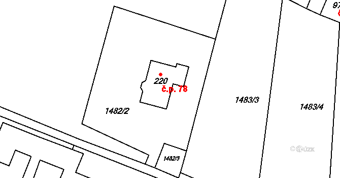 Čížov 78 na parcele st. 220 v KÚ Čížov u Jihlavy, Katastrální mapa