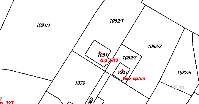 Kluč 512, Habartov na parcele st. 1081 v KÚ Habartov, Katastrální mapa