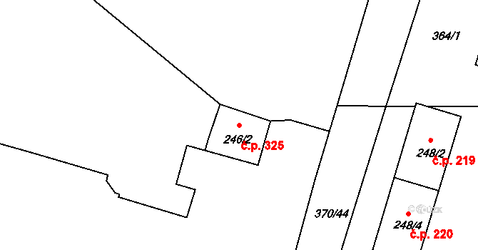 Sedlec 325, Sedlec-Prčice na parcele st. 246/2 v KÚ Sedlec u Votic, Katastrální mapa