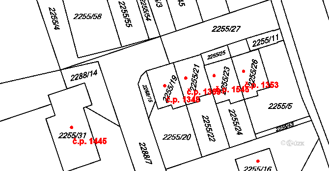 Kylešovice 1348, Opava na parcele st. 2255/19 v KÚ Kylešovice, Katastrální mapa