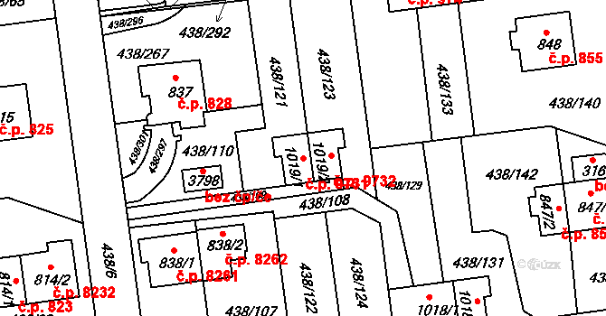 Otrokovice 9731 na parcele st. 1019/1 v KÚ Otrokovice, Katastrální mapa