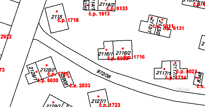 Zlín 6023 na parcele st. 2116/1 v KÚ Zlín, Katastrální mapa