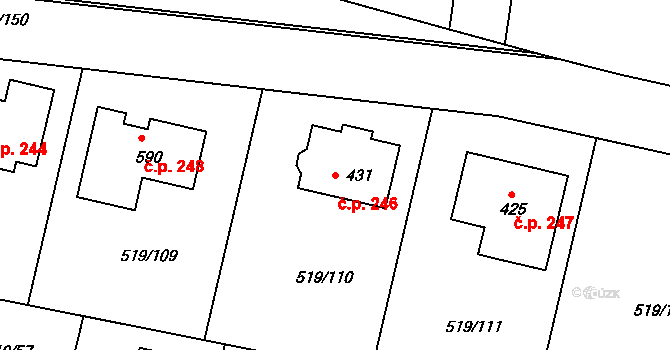 Horoušánky 246, Horoušany na parcele st. 431 v KÚ Horoušany, Katastrální mapa