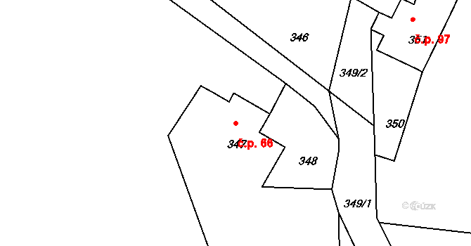 Horní Chřibská 66, Chřibská na parcele st. 347 v KÚ Horní Chřibská, Katastrální mapa