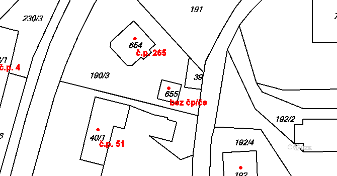Ohrazenice 38844532 na parcele st. 655 v KÚ Ohrazenice u Turnova, Katastrální mapa