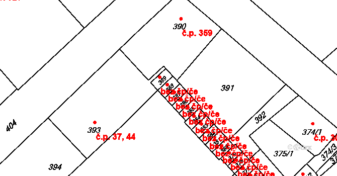 Nový Bor 39764532 na parcele st. 388 v KÚ Nový Bor, Katastrální mapa