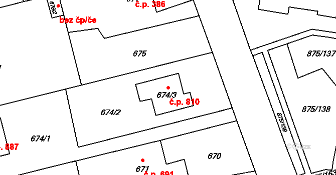 Kylešovice 810, Opava na parcele st. 674/3 v KÚ Kylešovice, Katastrální mapa