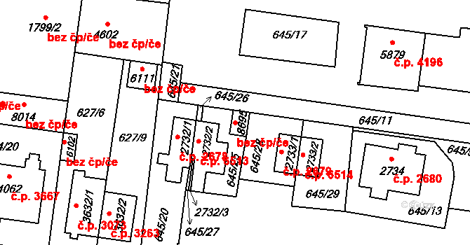 Zlín 46226532 na parcele st. 8695 v KÚ Zlín, Katastrální mapa