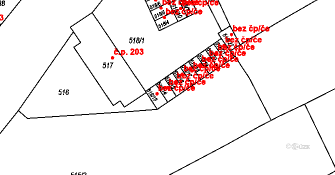 Bedihošť 47638532 na parcele st. 518/14 v KÚ Bedihošť, Katastrální mapa
