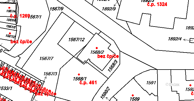 Liberec 49258532 na parcele st. 1568/2 v KÚ Ruprechtice, Katastrální mapa