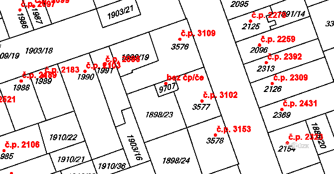 Hodonín 53904532 na parcele st. 9707 v KÚ Hodonín, Katastrální mapa