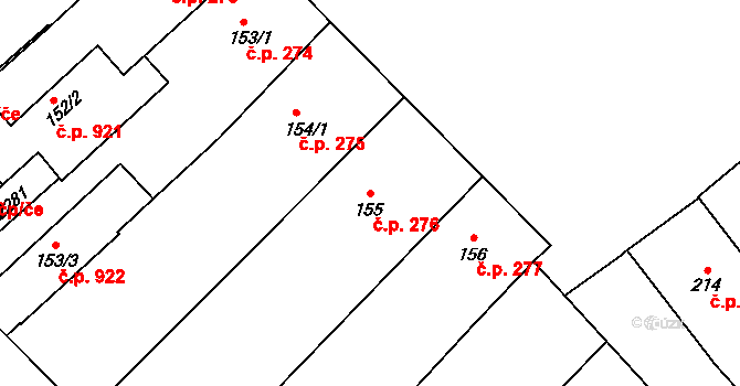 Králíky 276 na parcele st. 155 v KÚ Králíky, Katastrální mapa