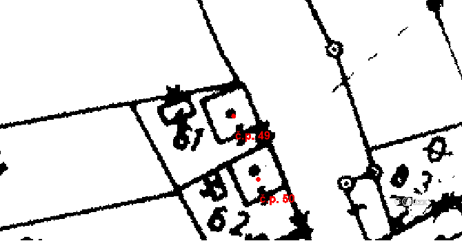 Jemníky 49 na parcele st. 61 v KÚ Jemníky, Katastrální mapa