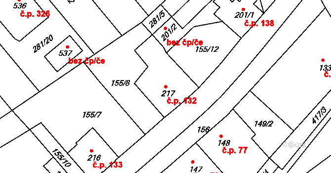Malá Skalice 132, Česká Skalice na parcele st. 217 v KÚ Malá Skalice, Katastrální mapa