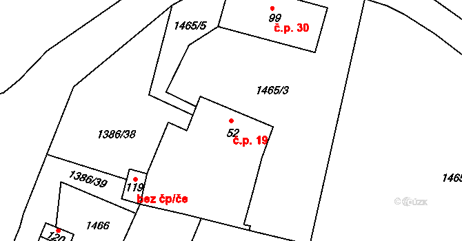 Jáma 19, Mičovice na parcele st. 52 v KÚ Jáma, Katastrální mapa