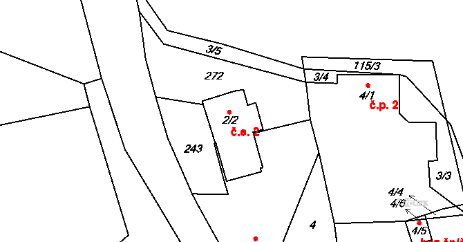 Branišov 2, Ústí na parcele st. 2/2 v KÚ Branišov u Jihlavy, Katastrální mapa
