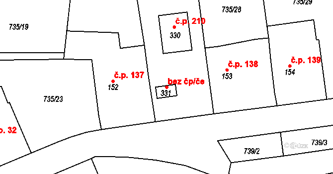 Tuněchody 80906532 na parcele st. 331 v KÚ Tuněchody, Katastrální mapa