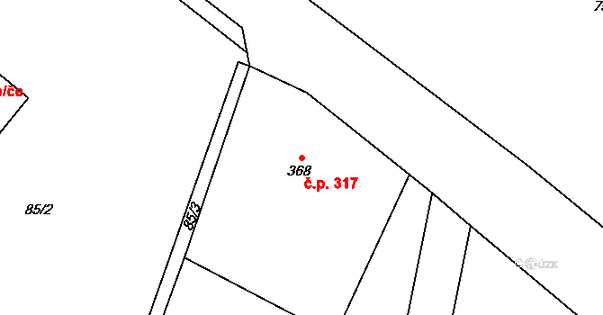 Stachy 317 na parcele st. 368 v KÚ Stachy, Katastrální mapa