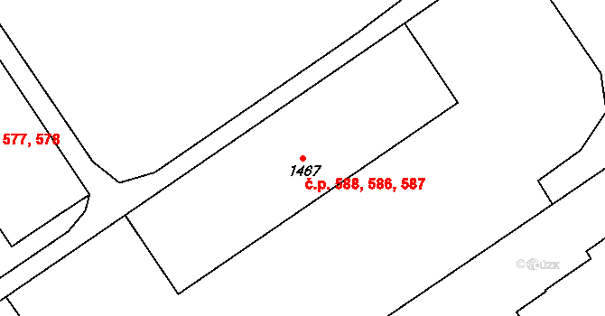 Butovice 586,587,588, Studénka na parcele st. 1467 v KÚ Butovice, Katastrální mapa