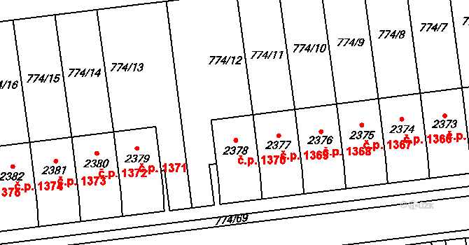Humpolec 1370 na parcele st. 2378 v KÚ Humpolec, Katastrální mapa