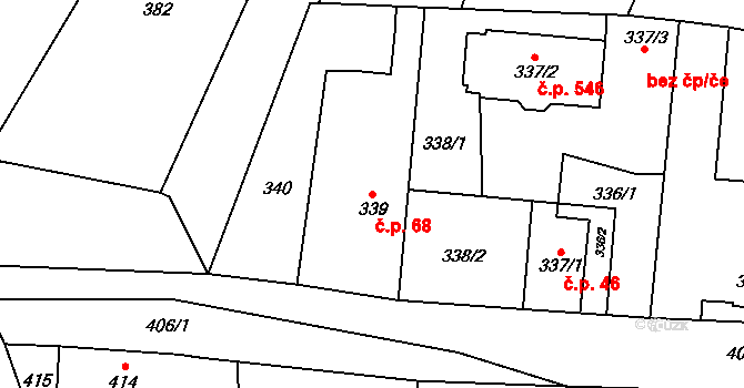 Senec 68, Zruč-Senec na parcele st. 339 v KÚ Senec u Plzně, Katastrální mapa
