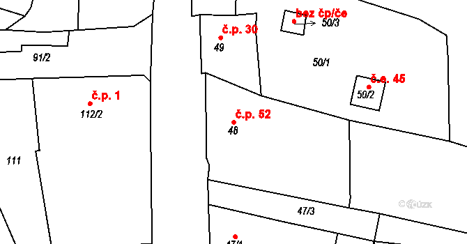 Koštov 52, Trmice na parcele st. 48 v KÚ Koštov, Katastrální mapa
