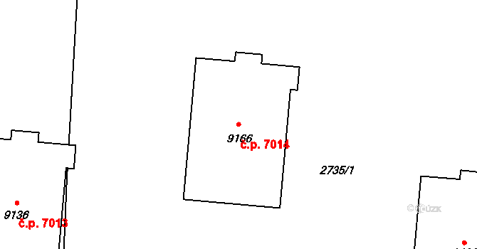 Zlín 7014 na parcele st. 9166 v KÚ Zlín, Katastrální mapa