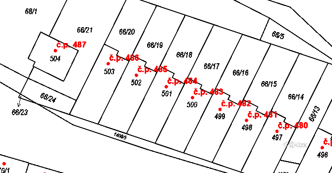 Smržice 484 na parcele st. 501 v KÚ Smržice, Katastrální mapa