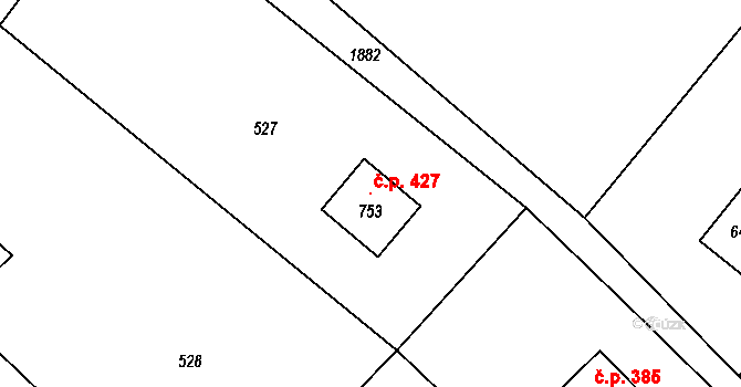 Milíkov 427 na parcele st. 753 v KÚ Milíkov u Jablunkova, Katastrální mapa