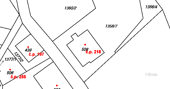 Dolní Maxov 218, Josefův Důl na parcele st. 508 v KÚ Dolní Maxov, Katastrální mapa