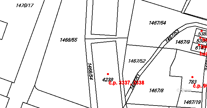 Jablonec nad Nisou 3337 na parcele st. 4239 v KÚ Jablonec nad Nisou, Katastrální mapa