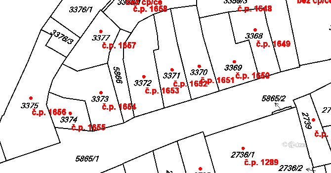 Jihlava 1652 na parcele st. 3371 v KÚ Jihlava, Katastrální mapa